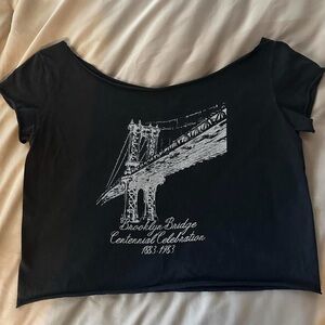 Brandy Melville Off-Shoulder Black Graphic Tee